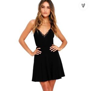 Lulus Black Perfect Evening Lace Skater Dress